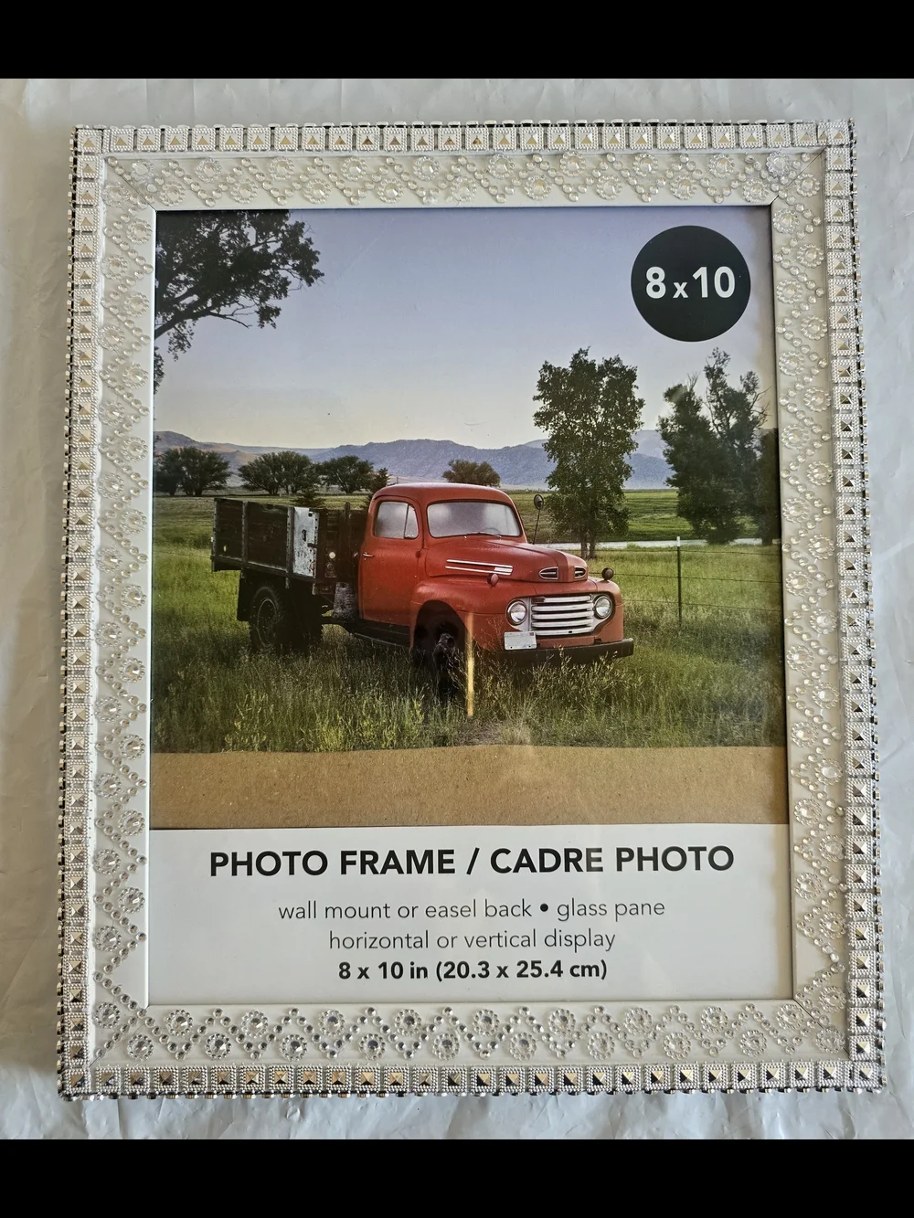 Photo Frame - White Silver Decorative 8x10 Picture Frame New Handmade